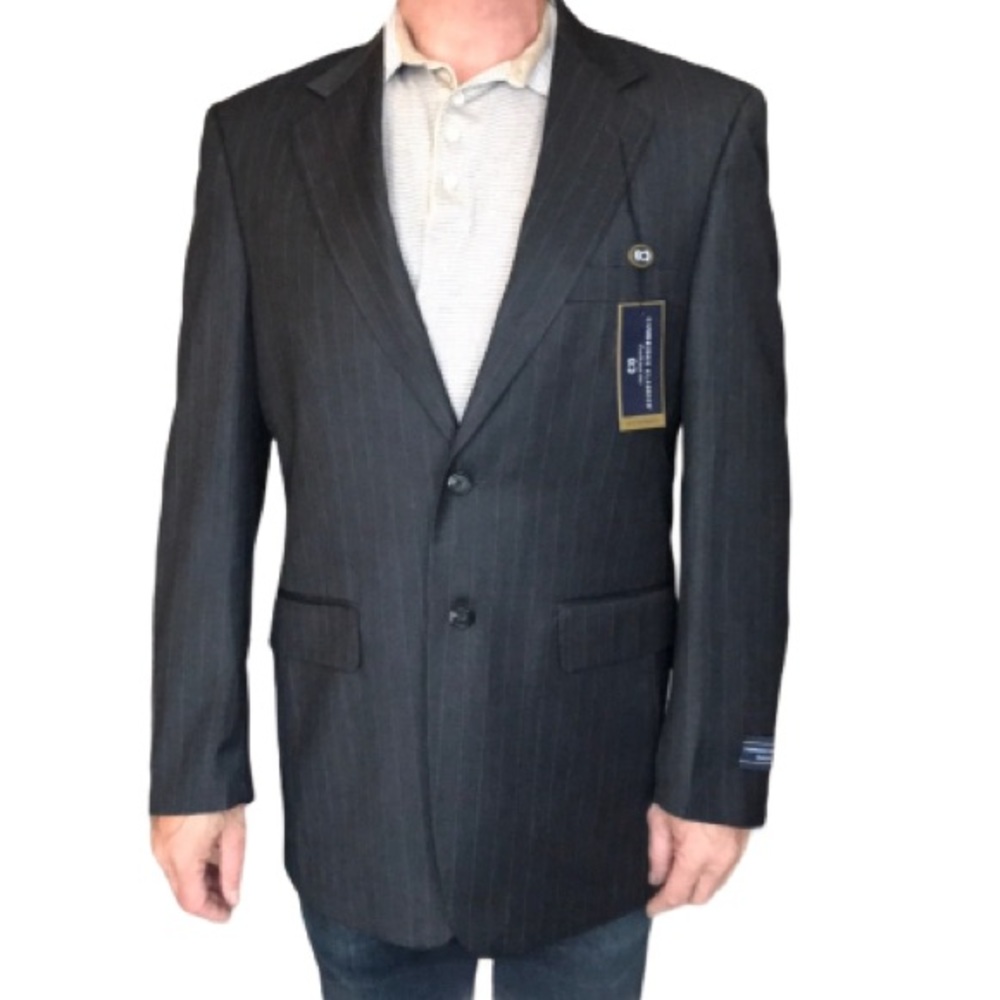 Cambridge Classics Single Breasted Gray Pinstripe Blazer Suit Jacket Size 40R